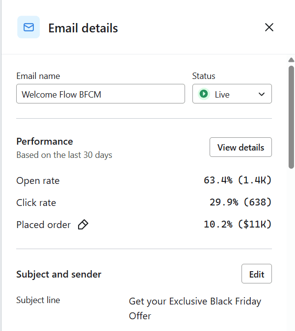 Welcome flow performance